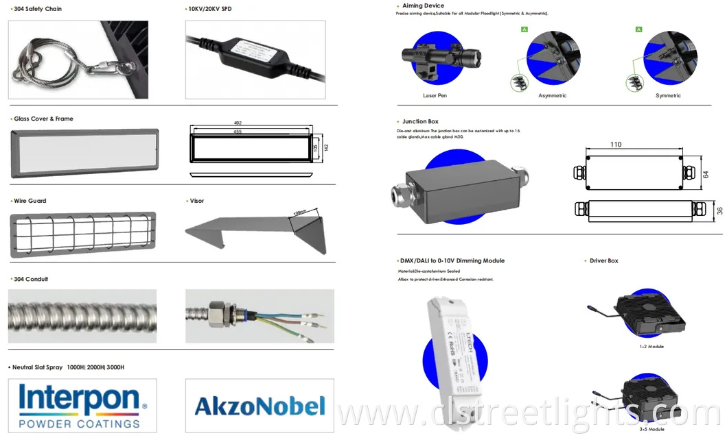 High Power Module 250W 500W 1000W 1250W 1500W Ik10 IP66 Outdoor Waterproof Tennis Sports LED Flood Light Stadium Light for Football Soccer Court